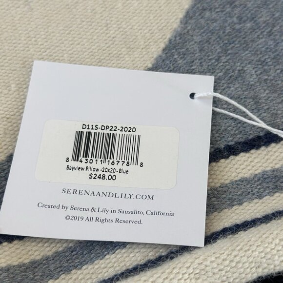 NEW Serena & Lily Bayview Geometric Alpaca Wool Pillow Cover (20” SQ)-Blue - Picture 2 of 2